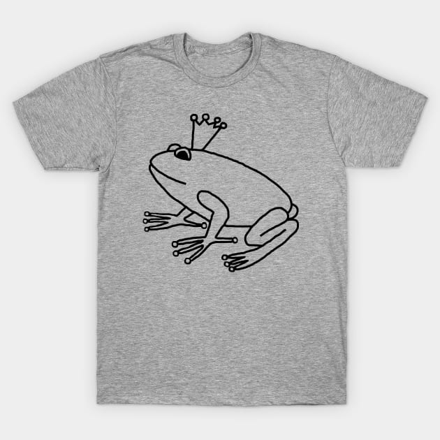 Frog Prince Minimal Line Drawing T-Shirt by ellenhenryart